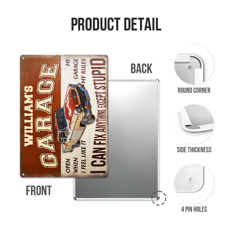 Garage Sign - Auto Mechanic Garage I Can Fix Anything Customized Classic Metal Signs