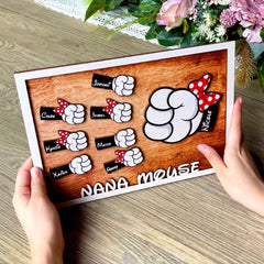 Mommy Mouse - Personalized Layered Wood Sign Stand - Gift For Mom, Dad