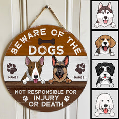 Beware Of The Dog Not Responsible For Injury Or Death - Custom Background V2 - Personalized Dog Door Sign