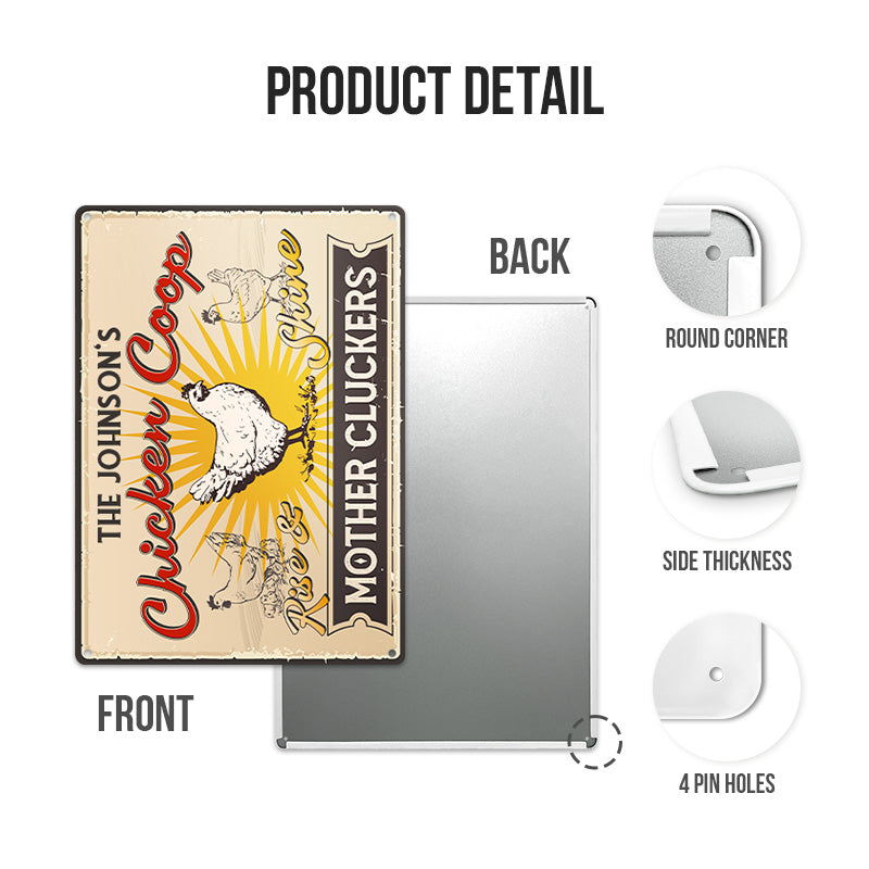 Personalized Farm Chicken Coop Rise And Shine Customized Metal Signs, Chicken Signs
