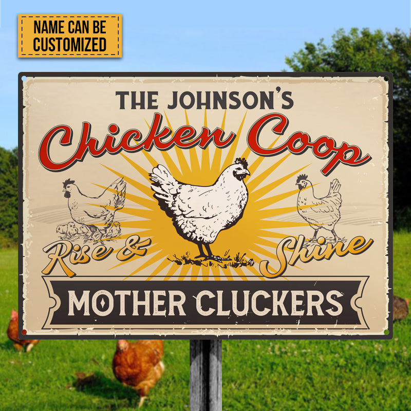 Personalized Farm Chicken Coop Rise And Shine Customized Metal Signs, Chicken Signs