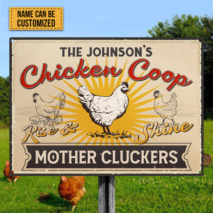 Personalized Farm Chicken Coop Rise And Shine Customized Metal Signs, Chicken Signs