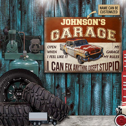 Garage Sign - Auto Mechanic Garage I Can Fix Anything Customized Classic Metal Signs