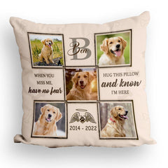 Hug This Pillow And Know I'm Here - Personalized Dog Memorial Pillow, Insert Included