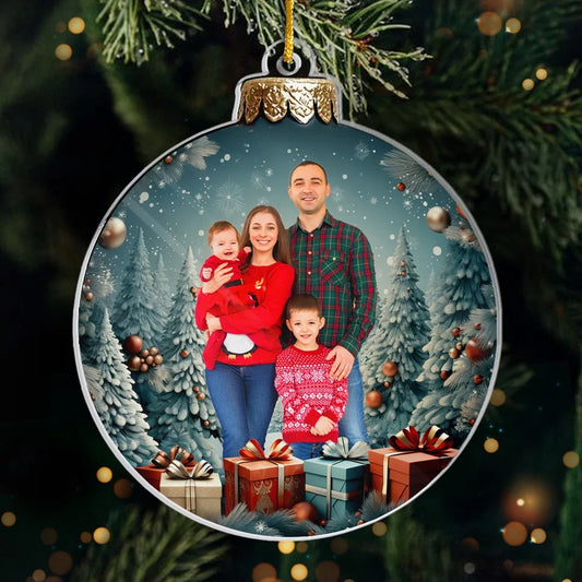 Custom Photo Family Is The True Meaning Of Christmas - Family Personalized Custom Ornament - Acrylic Custom Shaped - Christmas Gift For Family Members