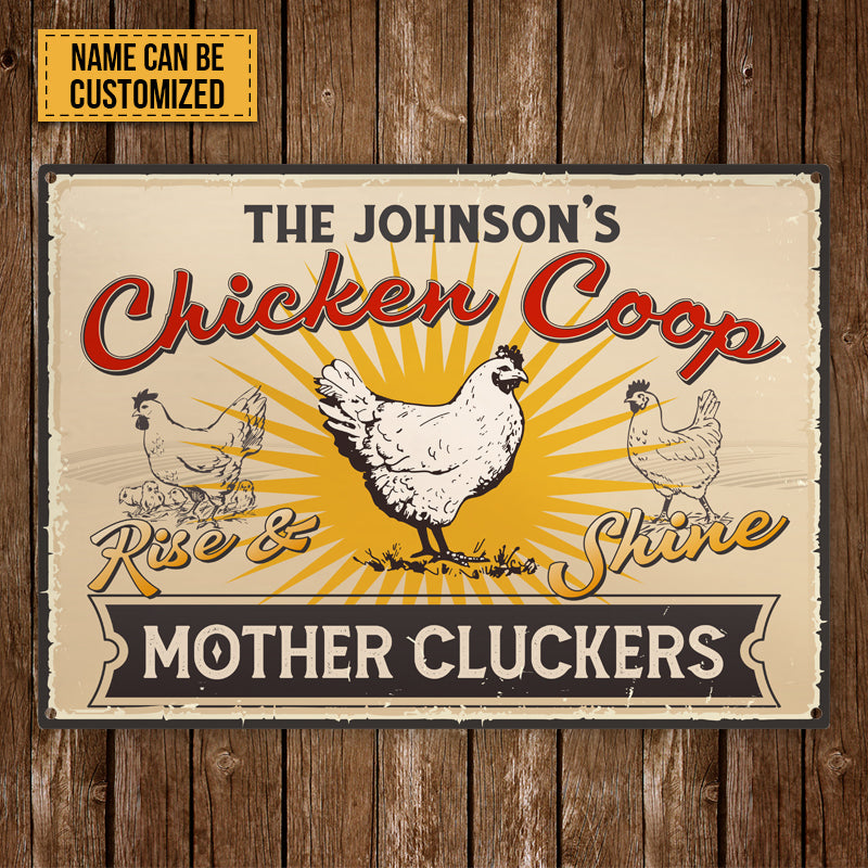 Personalized Farm Chicken Coop Rise And Shine Customized Metal Signs, Chicken Signs