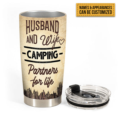 Husband And Wife Camping Partners For Life  - Gift For Camping Lovers - Personalized Custom Tumble
