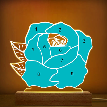 Custom Photo Rose Shape - Holiday, Anniversary Gift For Spouse, Husband, Wife, Couple - Personalized 3D Led Light Wooden Base