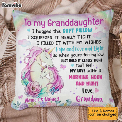 Personalized Granddaughter Unicorn Hug This Pillow JR71 81O34