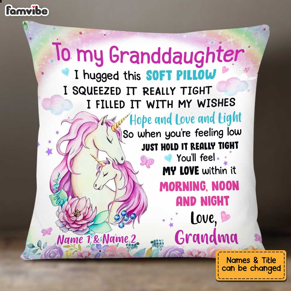 Personalized Granddaughter Unicorn Hug This Pillow JR71 81O34