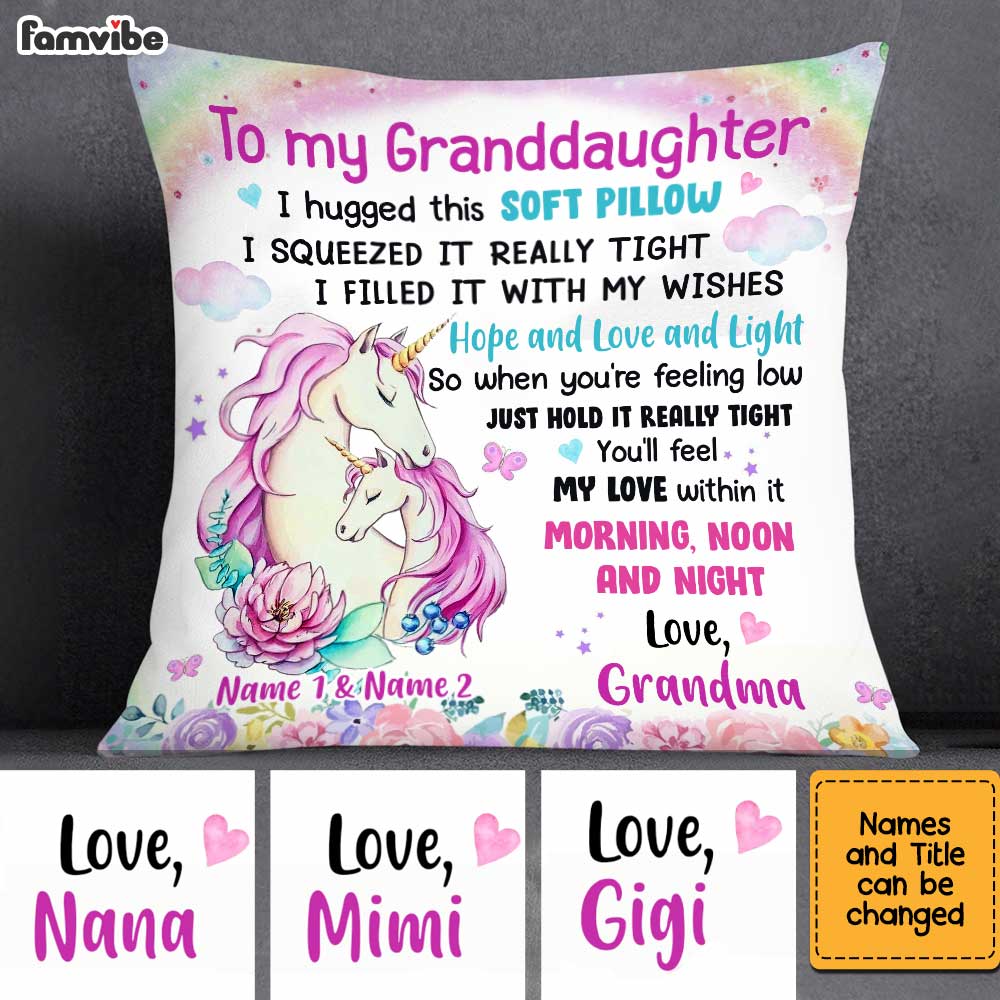 Personalized Granddaughter Unicorn Hug This Pillow JR71 81O34