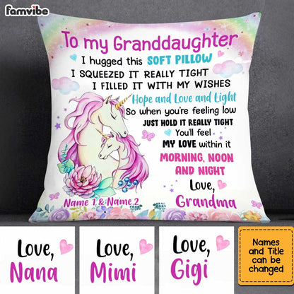 Personalized Granddaughter Unicorn Hug This Pillow JR71 81O34
